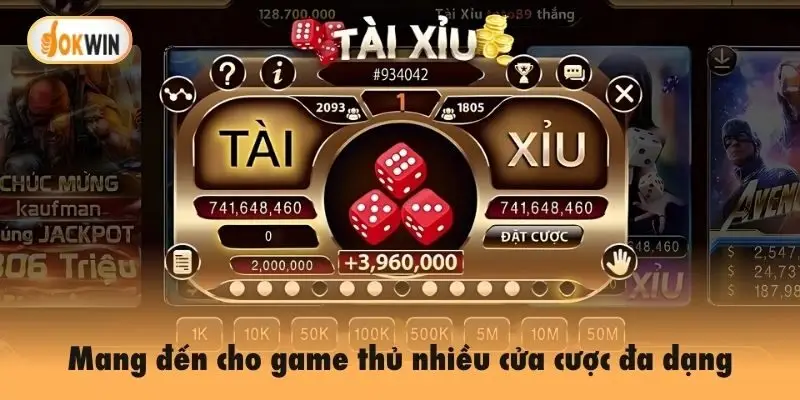 Tài xỉu Okwin mang đến cho game thủ nhiều cửa cược đa dạng